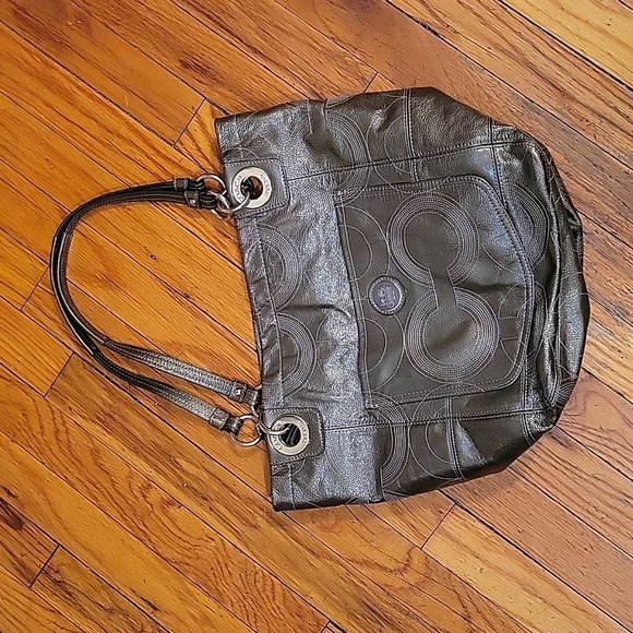 Coach LogoTote Pewter Color Career Everyday Casual - Picture 1 of 12